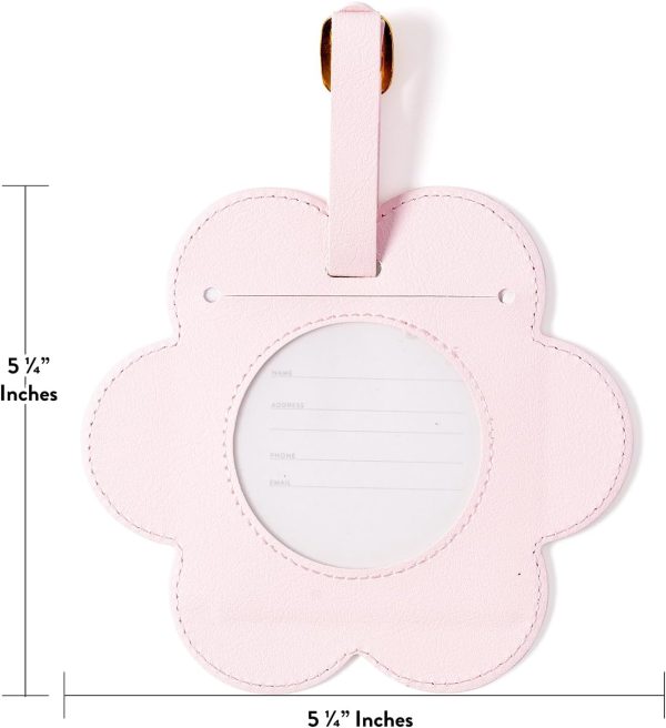 Eccolo Jumbo Flower Luggage Tag – Cute Floral Bag Identifier with Durable Strap and Secure Info Card Pocket – Pink, White & Gold - Image 3