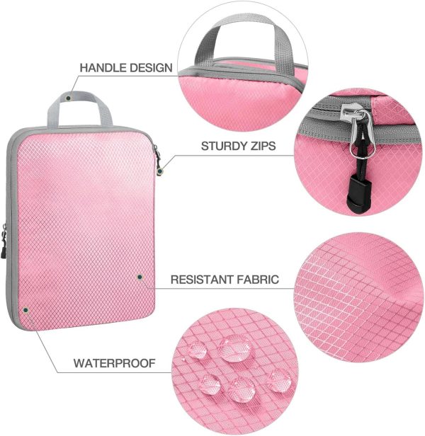 Hommtina Compression Packing Cubes for Suitcases, 7 Set Travel Organizer Cubes for Women (Light powder) - Image 6