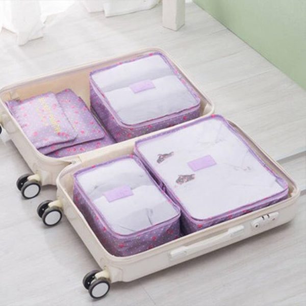 Laebevon 6 Set Packing Cubes, Multi-functional Clothing Sorting Packages, Travel Carry On Luggage Organizers Storage Bags, Travel Packing Pouches, Purple Cherry - Image 3