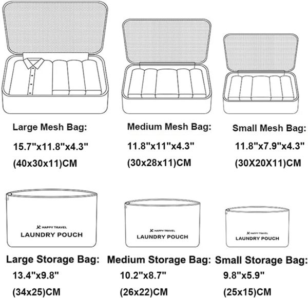 Laebevon 6 Set Packing Cubes, Multi-functional Clothing Sorting Packages, Travel Carry On Luggage Organizers Storage Bags, Travel Packing Pouches, Purple Cherry - Image 4