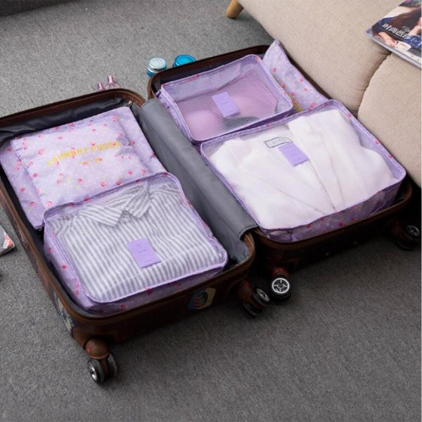 Laebevon 6 Set Packing Cubes, Multi-functional Clothing Sorting Packages, Travel Carry On Luggage Organizers Storage Bags, Travel Packing Pouches, Purple Cherry - Image 5