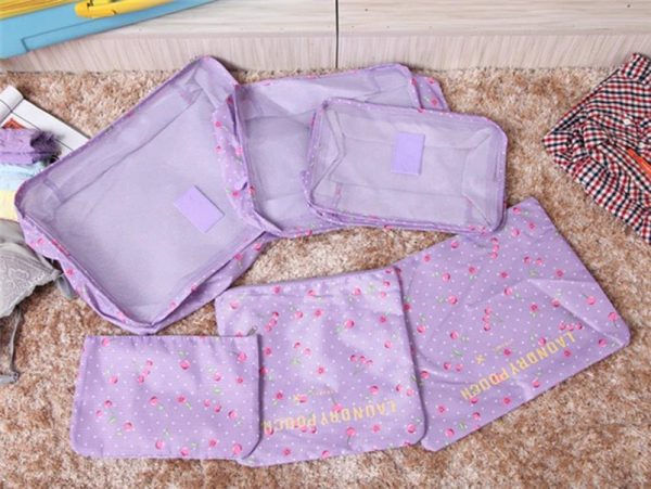Laebevon 6 Set Packing Cubes, Multi-functional Clothing Sorting Packages, Travel Carry On Luggage Organizers Storage Bags, Travel Packing Pouches, Purple Cherry - Image 7