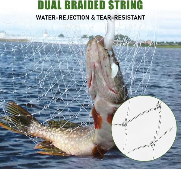 Portable Bridge and Pier Fishing Net, 32" Heavy-Duty Fishing Cast Nylon Mesh Drop Net with Rope for Pier Fishing - Image 2