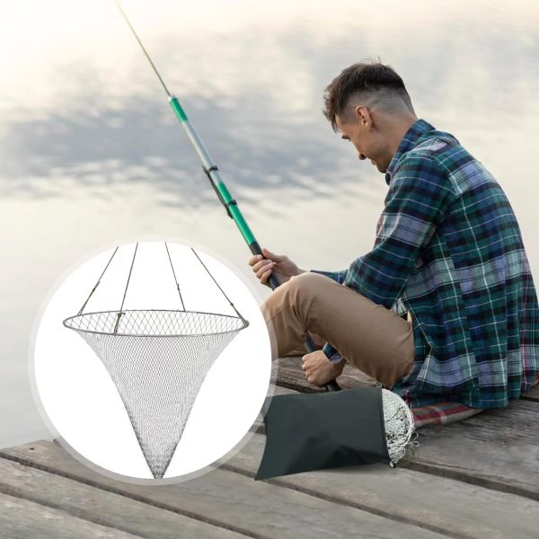 Portable Bridge and Pier Fishing Net, 32" Heavy-Duty Fishing Cast Nylon Mesh Drop Net with Rope for Pier Fishing - Image 4