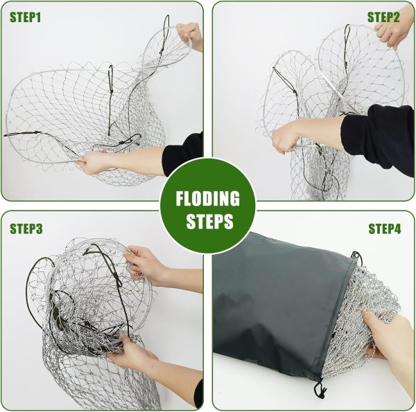 Portable Bridge and Pier Fishing Net, 32" Heavy-Duty Fishing Cast Nylon Mesh Drop Net with Rope for Pier Fishing - Image 7