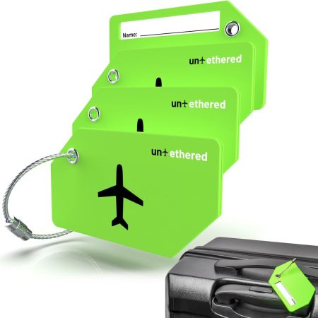 Untethered 4-Pack Luggage Tag Set | Luggage Tags, Luggage Tags for Suitcases, Bag Tag, Luggage Tags 4 Pack, Suitcase Tags, Identifiers Travel Bag Tags for Luggage, Name Travel Tags for Luggage